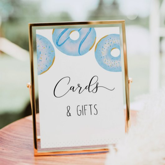 青いドーナツのベビーはカードやギフトを振りかける ポスター