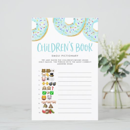 青いドーナツ絵文字チャイルドブック赤ちゃんシャワーゲーム (スタンド正面)