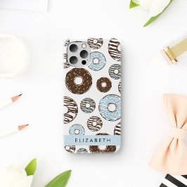 青いドーナツ、茶色のドーナツ、スプリンクル、お名前 iPhone 16ケース