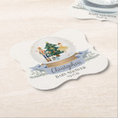 青いナッツクラッカーのクリスマスベイビーシャワーパーティー ペーパーコースター (アングル)