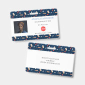 青いナースヘルスケアロゴ横ID バッジ (Front & Back)