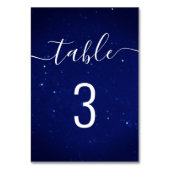 青いネイビーの夜結婚星の。筆跡 テーブルナンバー (裏面)