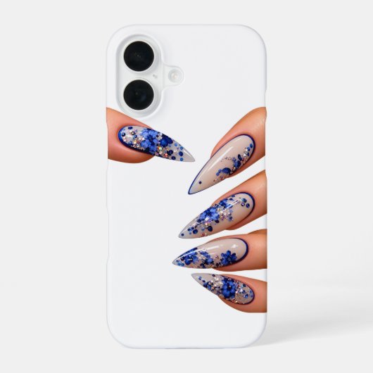 青いネイルスタイル iPhone 16ケース (裏面)