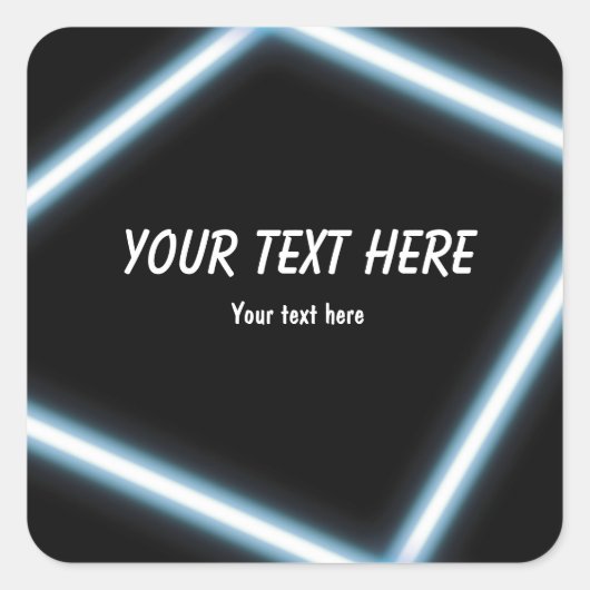 青いネオングロースティック誕生日パーティーステッカーラベル スクエアシール (正面)