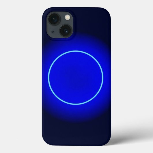 青いネオンサークルのバレンタイン電話ケースデザイン Case-Mate iPhoneケース (裏面)