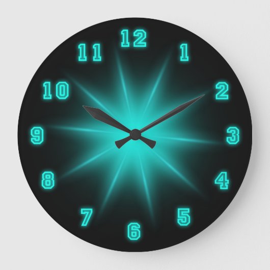 青いネオンスター10.75インチ ラージ壁時計 (正面)
