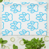 青いネオンドッグポープリントパターン キッチンタオル (折り畳み)