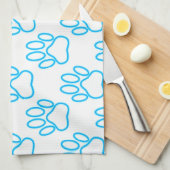 青いネオンドッグポープリントパターン キッチンタオル (四つ折り)