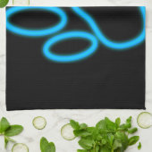 青いネオンドッグポープリント キッチンタオル (折り畳み)