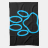 青いネオンドッグポープリント キッチンタオル (縦)