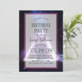 青いネオンヒップスターの三角形の黒猫 招待状 (スタンド正面)