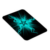 青いネオン白熱［赤熱］光を放つペンタグラ異教のム マグネット (右側)