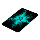 青いネオン白熱［赤熱］光を放つペンタグラ異教のム マグネット (左側)