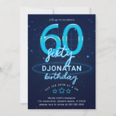 青いネオン60歳誕生日パーティー Let's Glow Crazy 招待状 (正面)