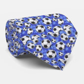 青いネクタイの白黒サッカーボール ネクタイ (ロール)