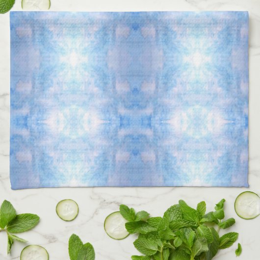 青いネクタイ – 染水色幾何学的なキッチンタオル キッチンタオル (折り畳み)