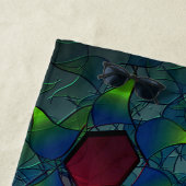 青いノッチ付き仮想花びら、リーフィーと赤い六角形 ビーチタオル (インサイチュ)