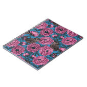 青いノートの牡丹とレンチ ノートブック (左側)