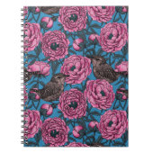 青いノートの牡丹とレンチ ノートブック (正面)