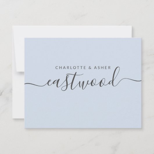 青いノートカードに黒いカップル名 ノートカード (正面)