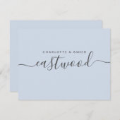 青いノートカードに黒いカップル名 ノートカード (正面/裏面)