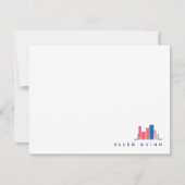 青いノートカードの本の虫 ノートカード (正面)