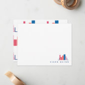 青いノートカードの本の虫 ノートカード (正面/裏面インサイチュ)