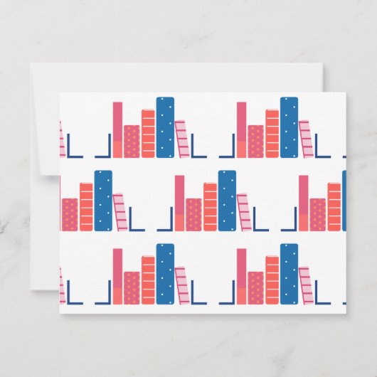 青いノートカードの本の虫 ノートカード (裏面)