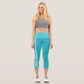 青いハイウェイストヨガカプリス、XS (0-2) カプリレギンス (正面)