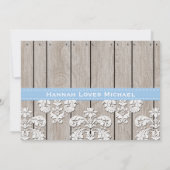 青いハイドランジアのイニシャル入りメイソンジャー 結婚前のお披露目 招待状 (裏面)