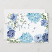 青いハイドランジアのブライダルシャワーの前に何か青いもの サンキューカード (正面)