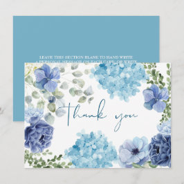 青いハイドランジアのブライダルシャワーの前に何か青いもの サンキューカード