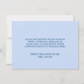 青いハイドランジアのブライダルシャワーの前に何か青いもの サンキューカード (裏面)