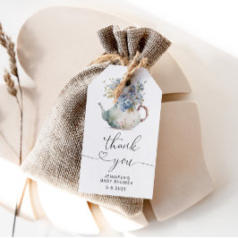 青いハイドランジアのポット ベビーシャワー お礼 ギフトタグ