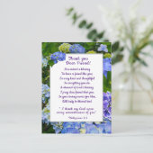 青いハイドランジアの感謝 ポストカード (スタンド正面)