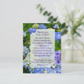 青いハイドランジアの感謝 ポストカード (スタンド正面)