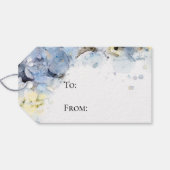 青いハイドランジアの水彩画ディスプレイ ブライダルシャワー ギフトタグ (裏面横)