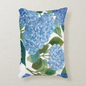 青いハイドランジアの水彩花モノグラム・コーストスタイル アクセントクッション (正面(垂直))