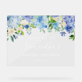 青いハイドランジアの花のウェルカムシャワー ブルー アクリルサイン (正面)