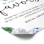 青いハイドランジアの花の代わりのお favors の看板 ポスター (角)