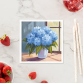 青いハイドランジアの花束の絵 スタンダードカクテルナプキン (インサイチュ)