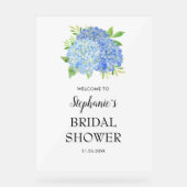 青いハイドランジアの花束 ブライダルシャワーのお出迎え アクリルサイン (正面)