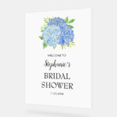 青いハイドランジアの花束 ブライダルシャワーのお出迎え アクリルサイン (傾斜)