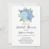 青いハイドランジアの花束　ボタニカル　ブライダルシャワー 招待状 (正面)