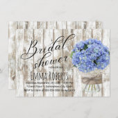 青いハイドランジアの花瓶　ラスティックな雰囲気のウェディングシャワーの招待状 招待状 (正面/裏面)