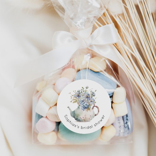 青いハイドランジアの茶会 ブライダルシャワー ラウンドシール