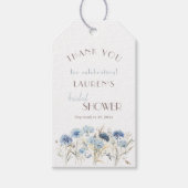 青いハイドランジア コーンフラワー ブライダルシャワーのお礼 ギフトタグ (正面)