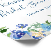 青いハイドランジア フラワーチック ブライダルシャワー サイン (角)