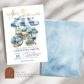 青いハイドランジア 彼女はもう市場に出ない ブライダルシャワー 招待状