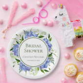 青いハイドレンジアのブライダルシャワー ペーパープレート (パーティー)